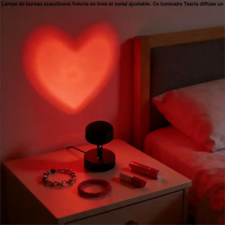 Veilleuse projecteur en forme de coeur au style romantique