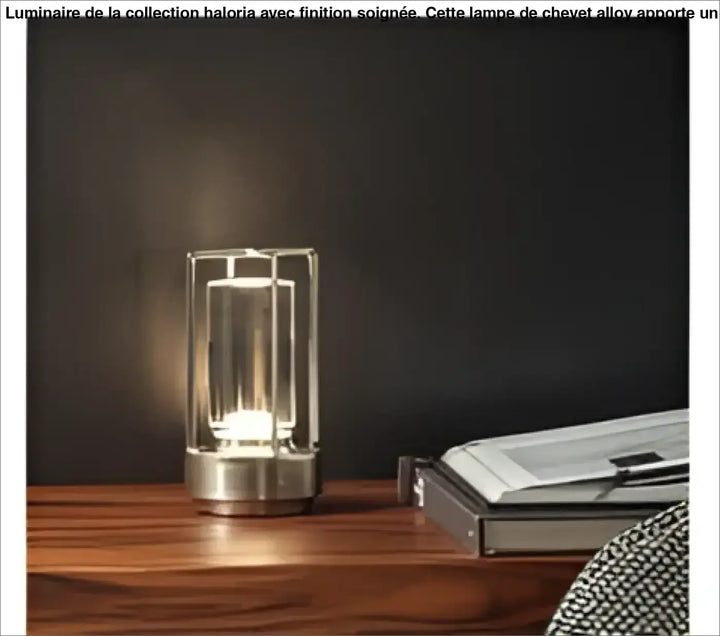 Lampe de chevet alloy style industriel avec cylindre en verre transparent et structure en métal brossé pour ambiance loft