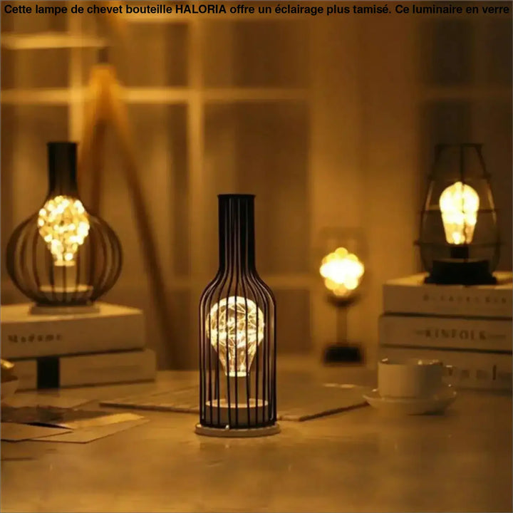 1. Lampe De Chevet Bouteille En Acrylique Noir Et Blanc