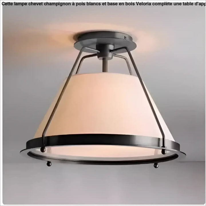 Luminaire plafonnier hevya avec cadre métal noir mat et abat-jour tissu écru, charme contemporain et présence lumineuse