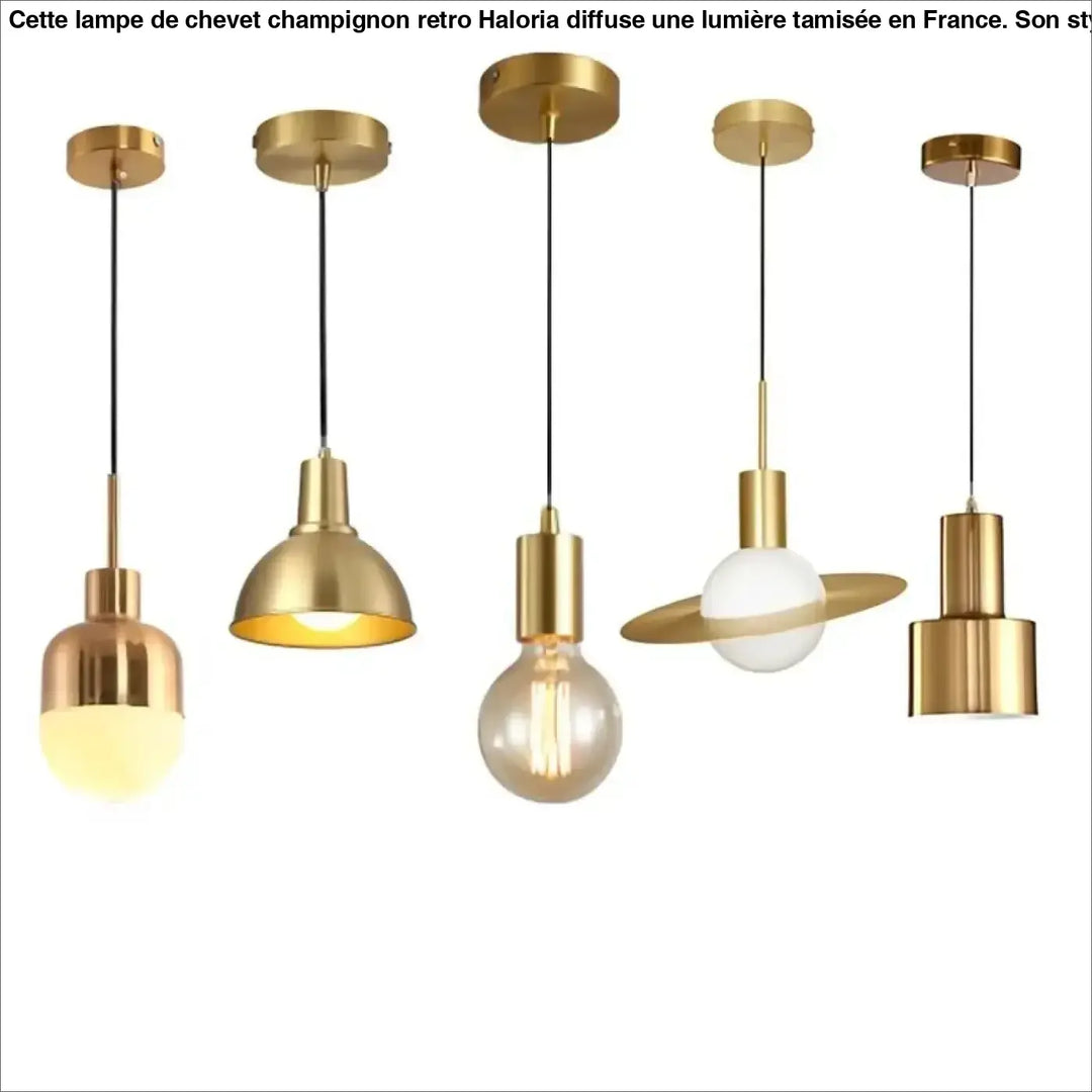 Cinq lampes suspendues en laiton moderne avec cordons noirs suspension luminaire uranus design minimaliste
