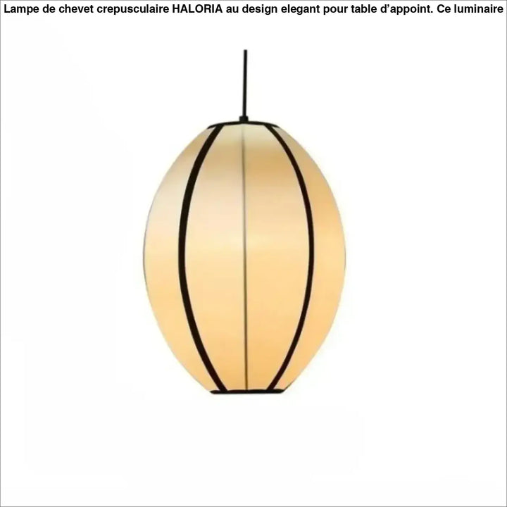 Suspension luminaire veluma avec lampe pendentif ovale teinte chaude à nervures noires verticales