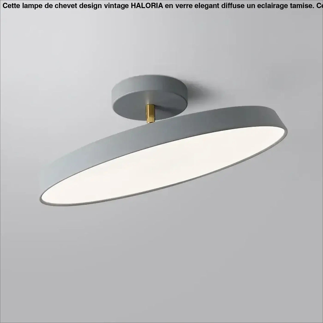 Luminaire plafonnier fisaka design scandinave rond gris mat avec accent doré sur tige de fixation