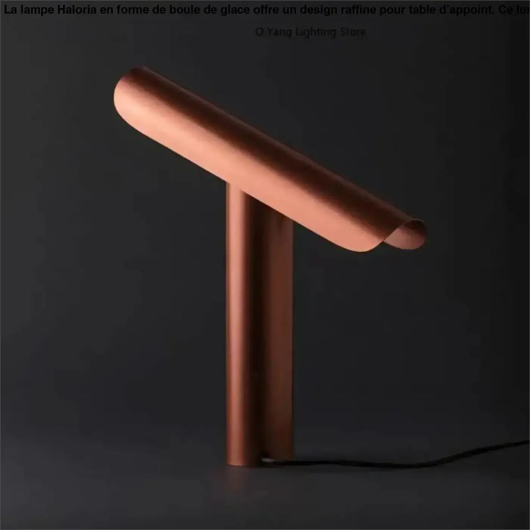 Lampe de chevet izo lampe de table minimaliste couleur cuivre en design cylindrique lisse et finition polie