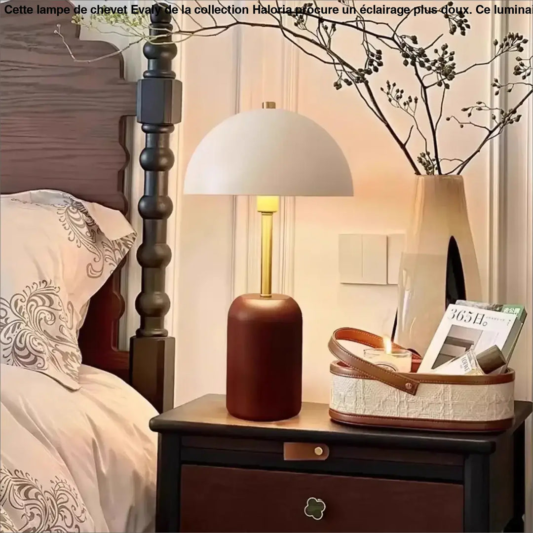 Lampe de chevet evaly en céramique chaude avec abat-jour blanc et design contemporain offrant une lumière douce