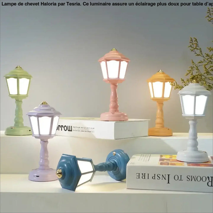Lampe de chevet mims style vintage décorative avec lumière blanche éclatante en pastel mini lanterne