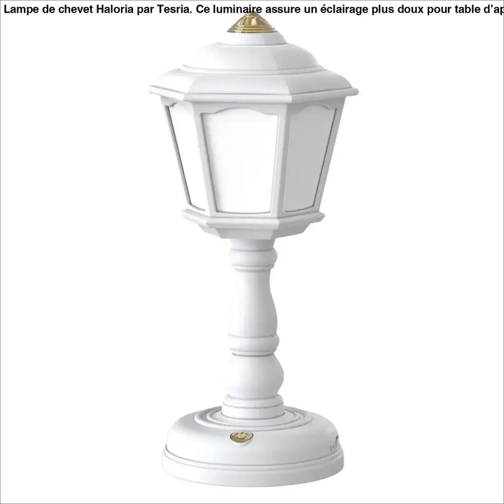 Lampe de chevet décorative vintage blanche avec finial et base dorés style vintage pour chevet décorative