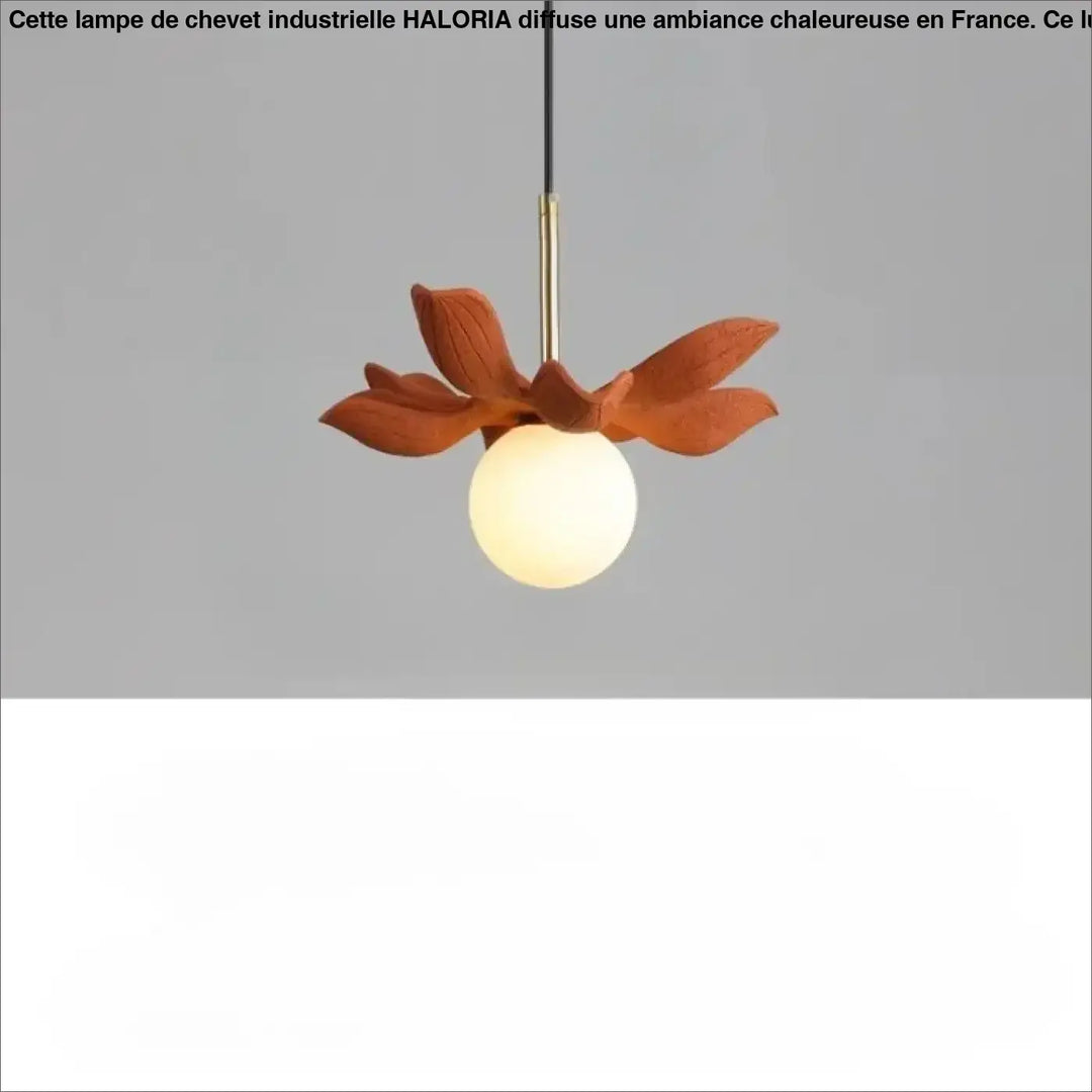 Suspension luminaire kalyx en céramique terracotta en forme de lotus avec globe en verre dépoli blanc
