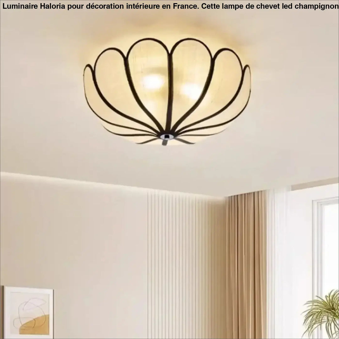 Luminaire plafonnier citra avec cadre métallique noir et abat-jour en tissu translucide pour salle à manger wabi sabi