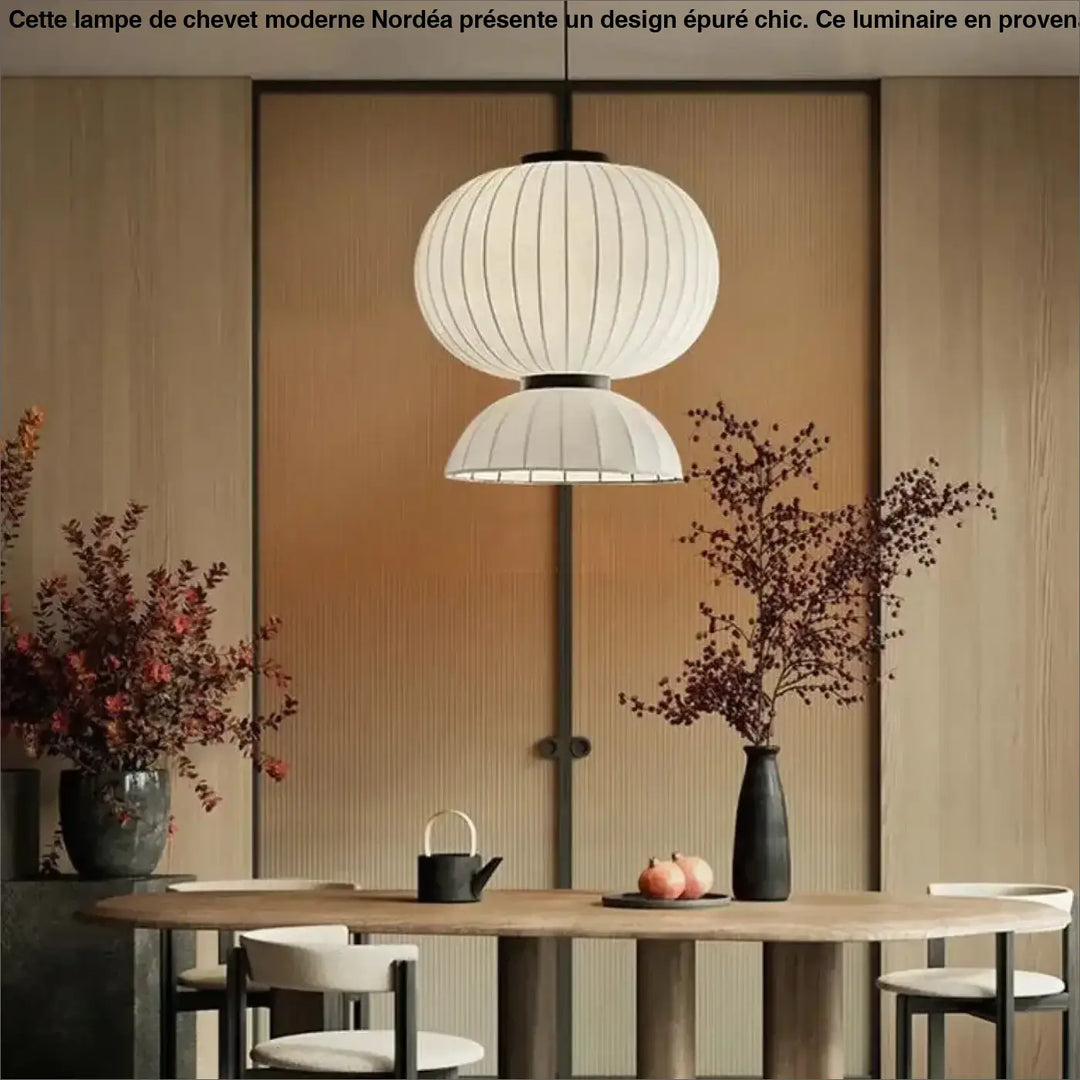 Suspension luminaire dualis en papier blanc nervuré avec design formes superposées et style suspension luminaire élégante
