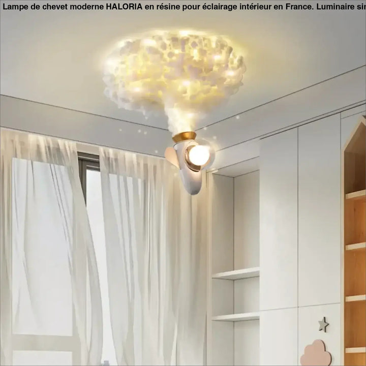 Luminaire plafonnier nerdiah en forme de nuage avec tissu blanc délicat et lumière chaude idéal pour suspension luminaire nuage enfant ciel étoilé