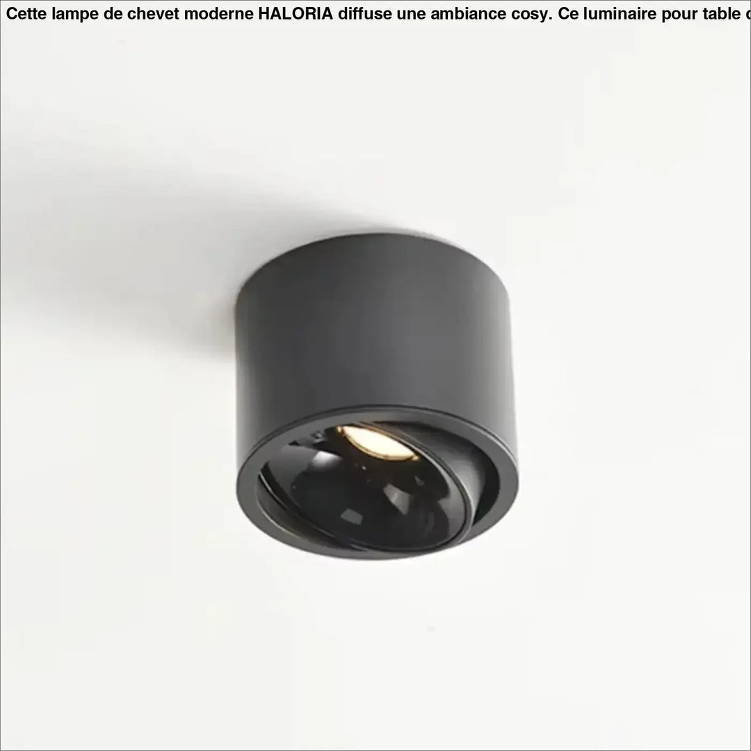 Luminaire plafonnier kryo spot encastré cylindrique noir mat avec flux lumineux réglable d’un variateur et ampoule led chaude