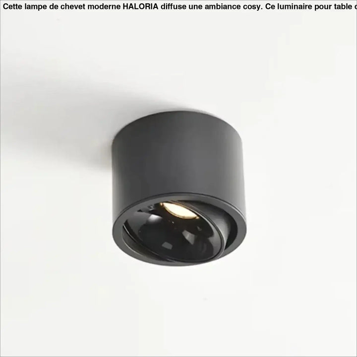 Luminaire plafonnier kryo spot encastré cylindrique noir mat avec flux lumineux réglable d’un variateur et ampoule led chaude