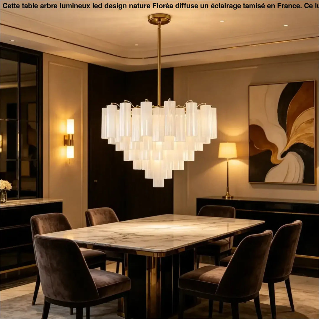 Luxury gold double tier glass luster chandelier with translucent white glass tubes and brass fixture for exhibition hall corridor