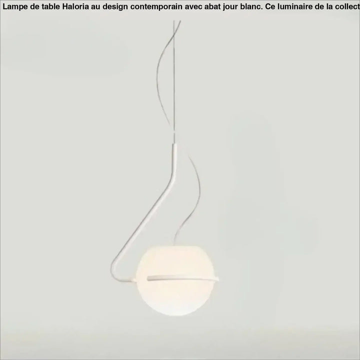 Suspension luminaire asim avec globe opalin sphérique et bras asymétrique en métal courbé minimaliste blanc