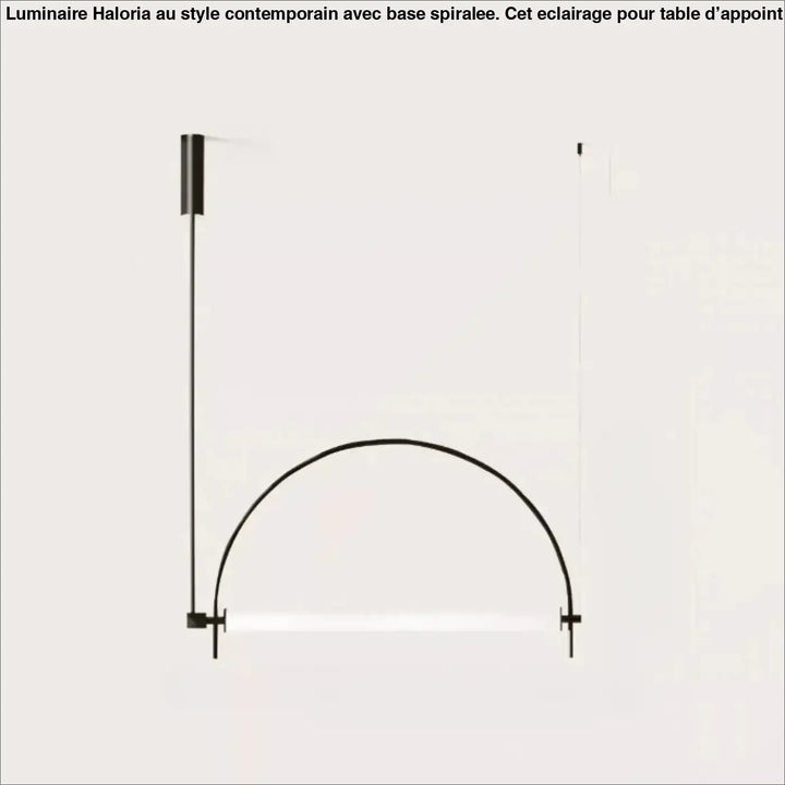 Suspension luminaire en métal noir minimaliste avec arc courbe et barre horizontale modèle arcio