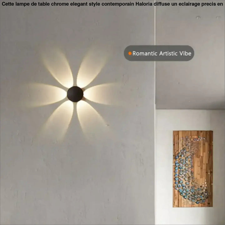 Applique murale design led minimaliste effet halo noir chic