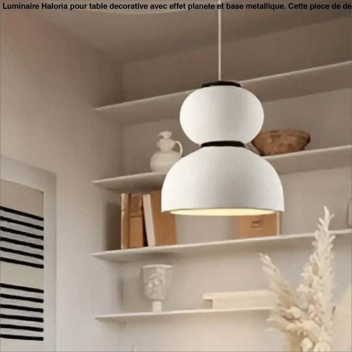 Suspension luminaire scandinave en céramique blanche avec design moderne à anneaux empilés modèle cordia