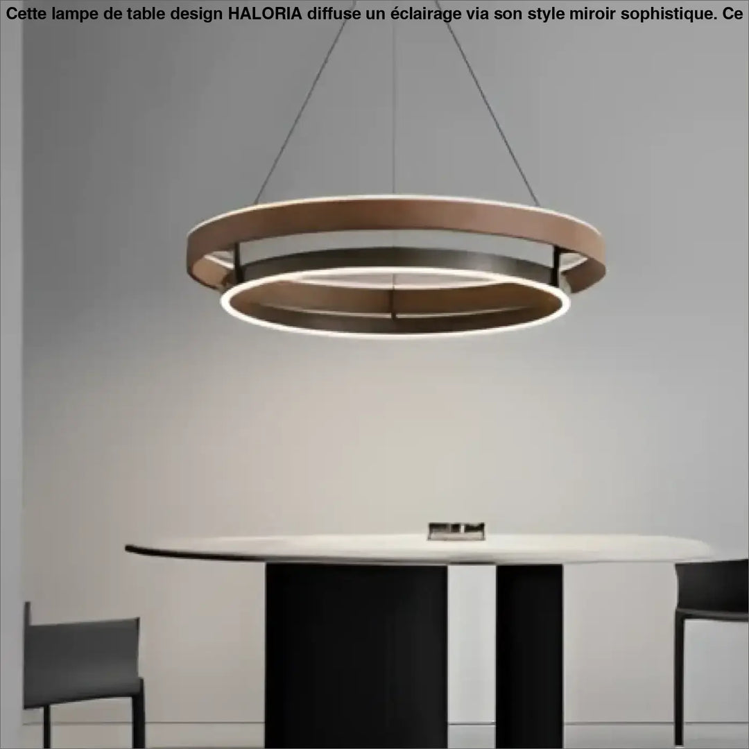 Luminaire plafonnier kaena suspension luminaire double anneau lumineux en bois chaud et métal noir moderne minimaliste