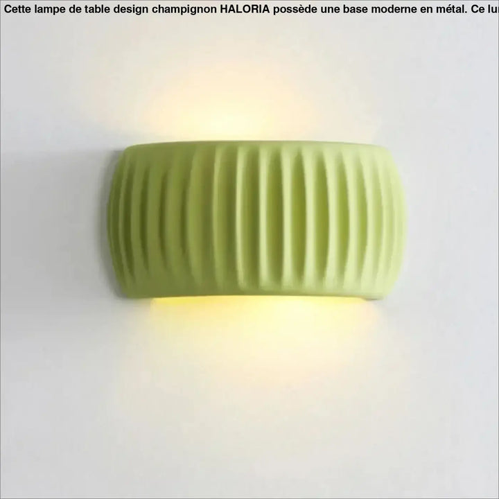 Applique murale krema en céramique lime vert avec effet ridé émettant un chaleureux éclairage tendance