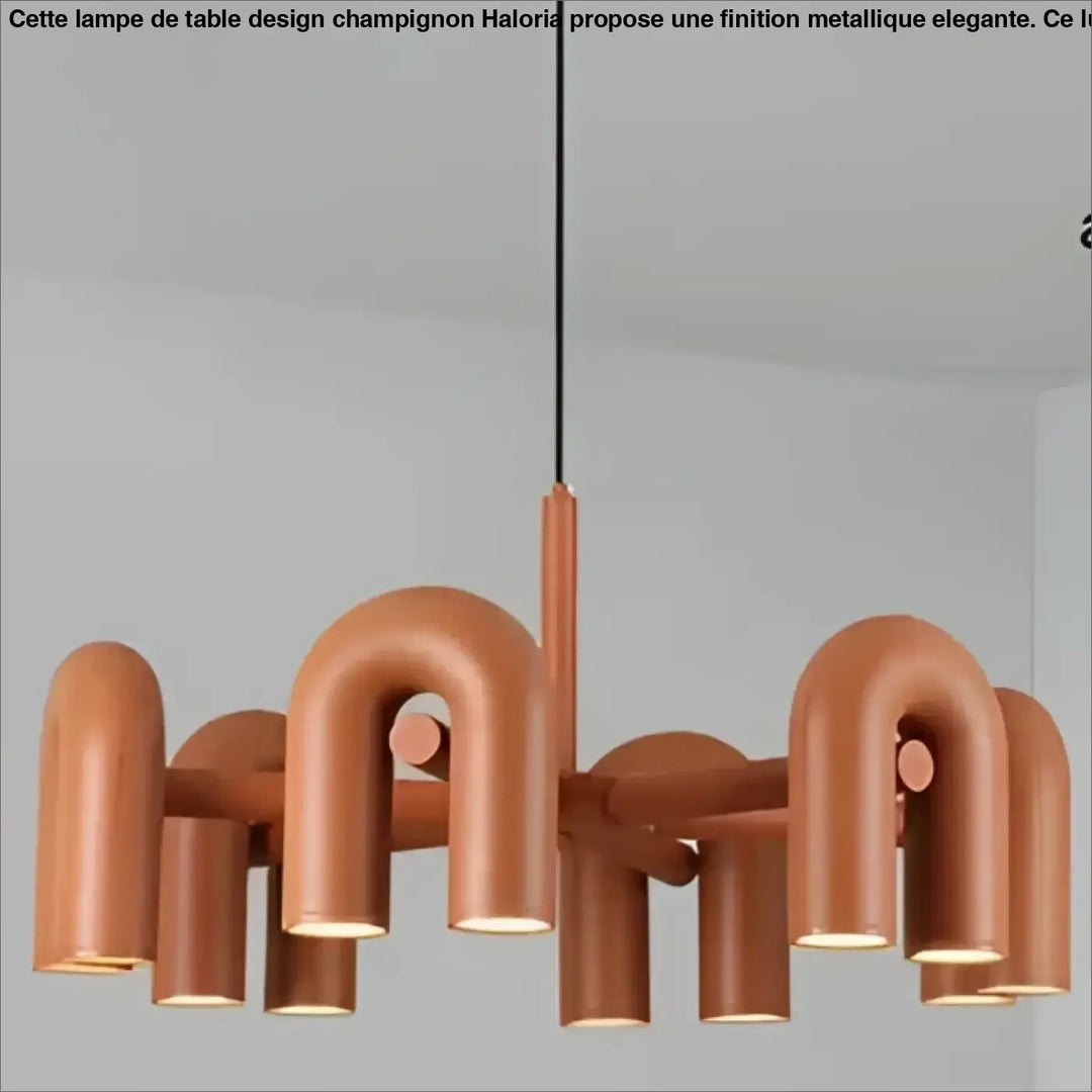 Suspension luminaire ural en cuivre avec design industriel et tubes courbes avec ampoules à lumière chaude
