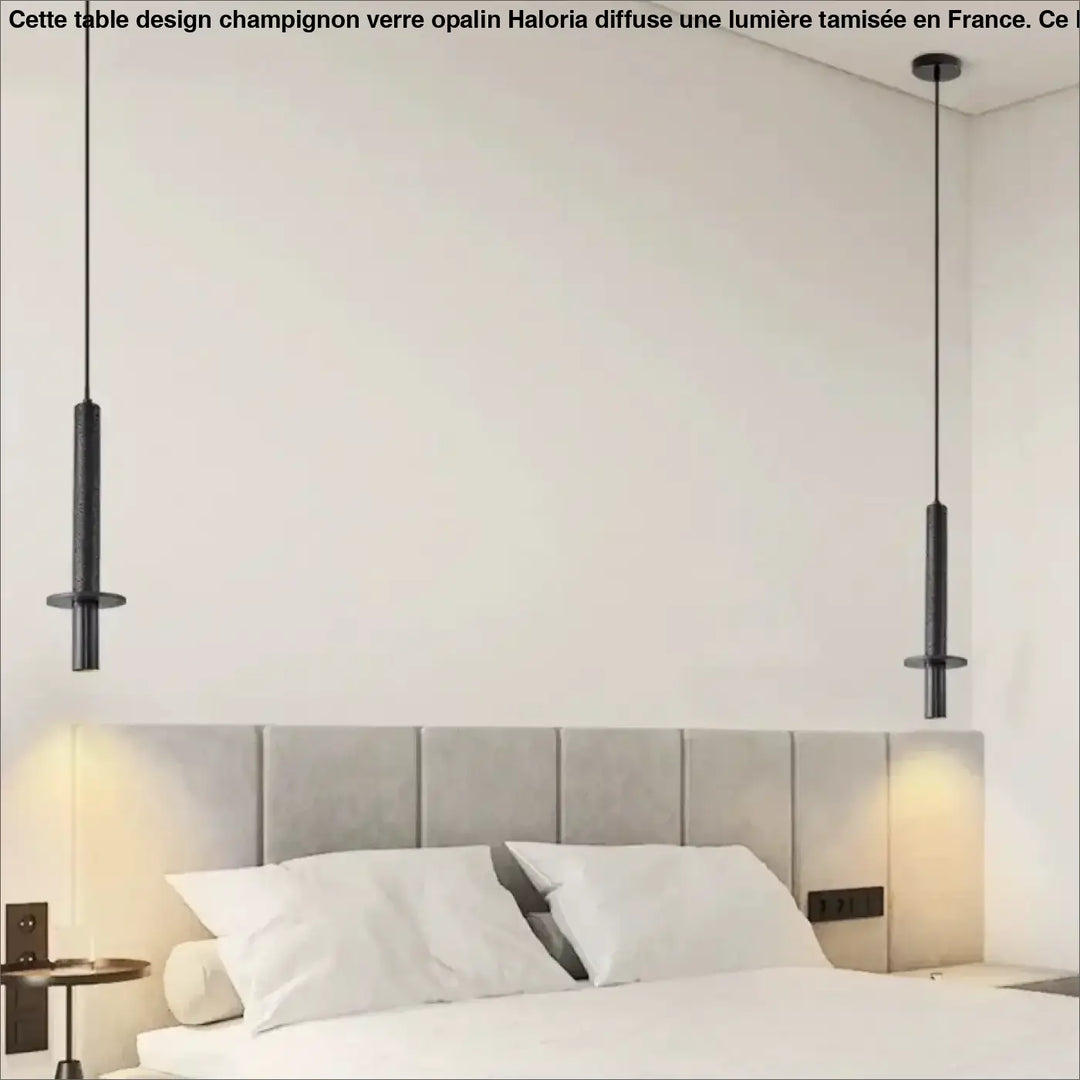 Suspension alva noire cylindrique avec finition mate en pierre naturelle pour décoration intérieure minimaliste