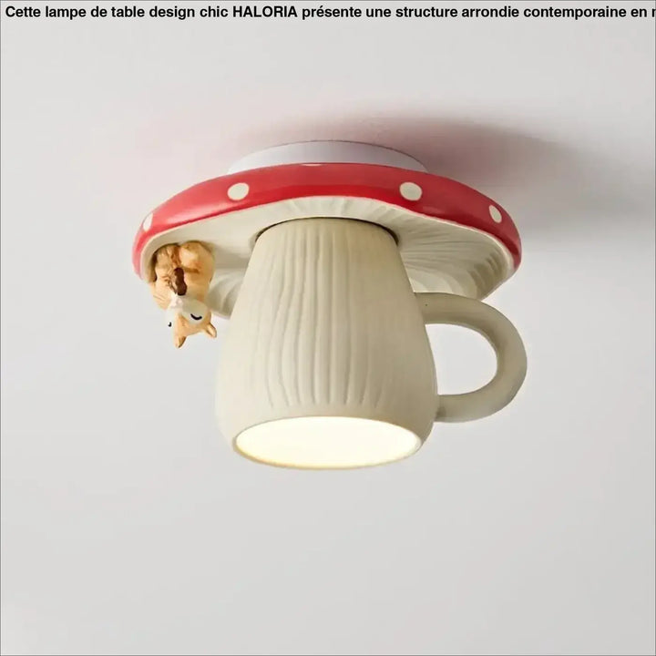 Plafonnier cupcandy lumineux en forme de champignon avec une tête rouge à pois et un écureuil décoratif pour un objet décoratif original