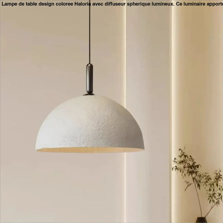 Suspension luminaire kupel demi dôme blanc texturé avec finition texturée et suspension métal foncé