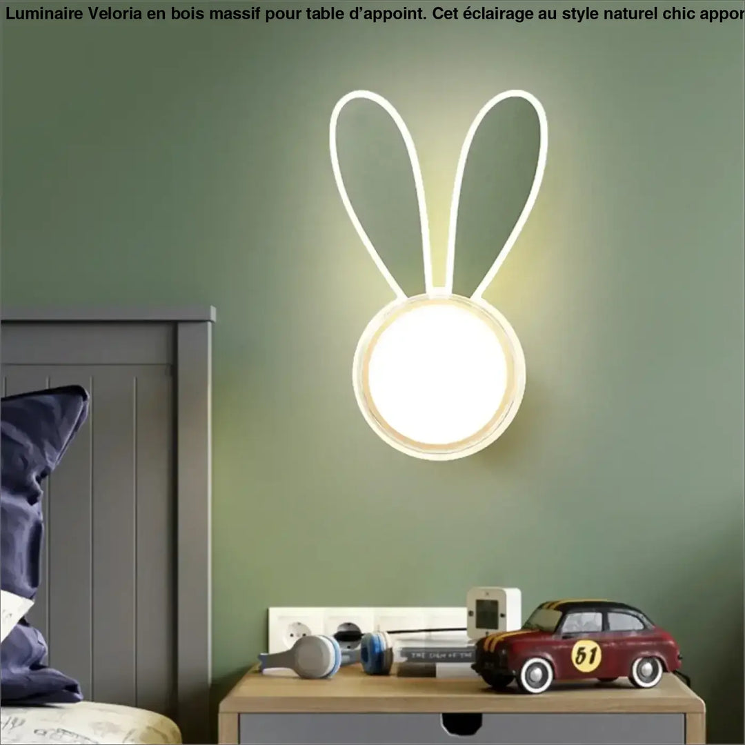 Applique murale led ludique moby blanche en forme de lapin avec lumière tamisée ronde pour décoration murale moderne