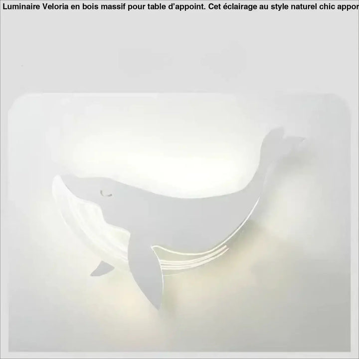 Applique murale moby en forme de baleine blanche avec lumière tamisée et design minimaliste murale led ludique