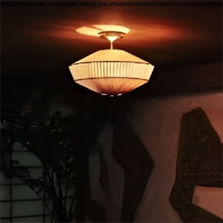 Luminaire plafonnier azura tissu plissé avec abat-jour tissé chaud et base métallique suspendue