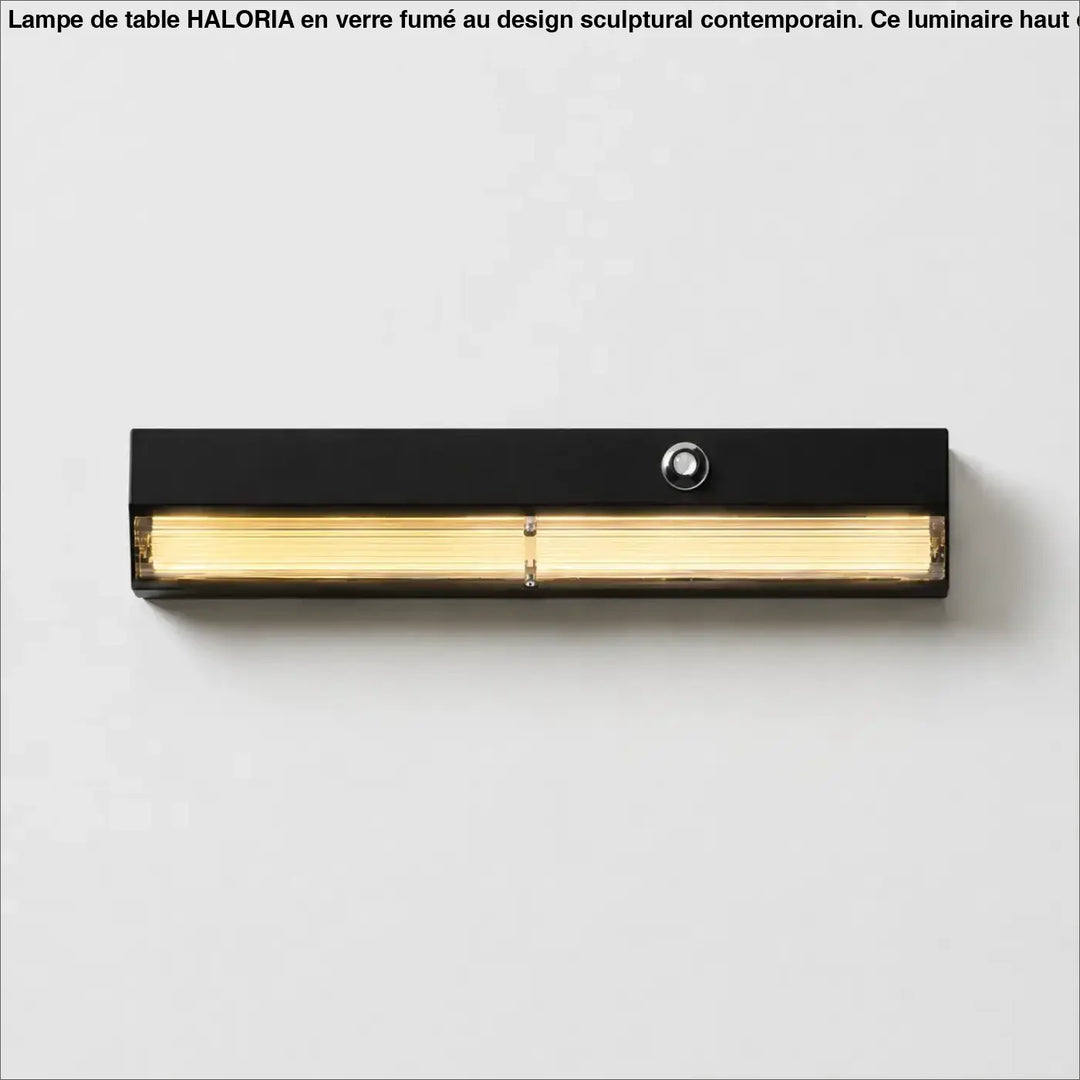 Applique murale élégante alana rectangulaire noire avec bande led chaude et capteur circulaire supérieur murale élégante