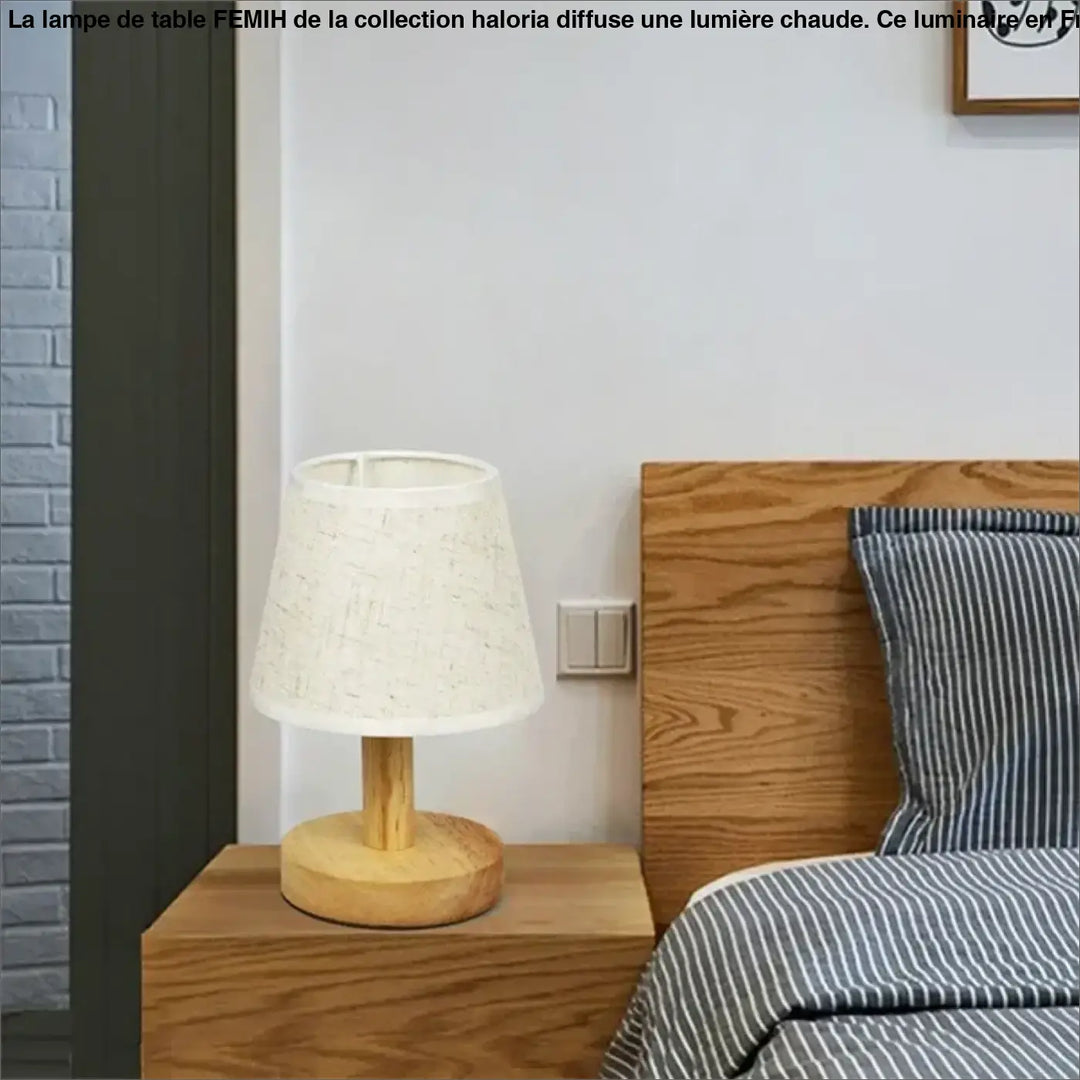 Lampe de table bois naturel avec abat jour pour deco