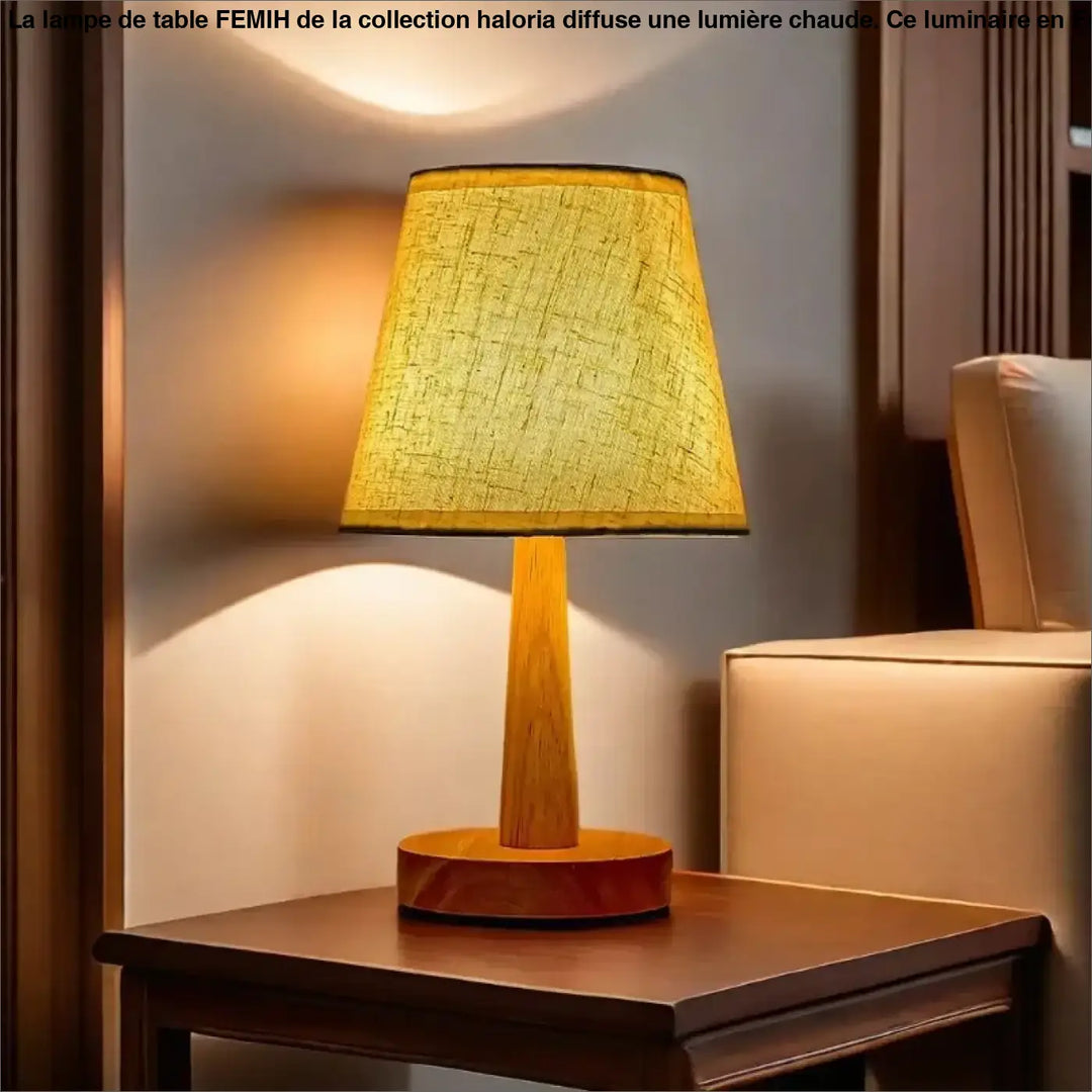 Lampe de table bois naturel avec abat jour pour deco