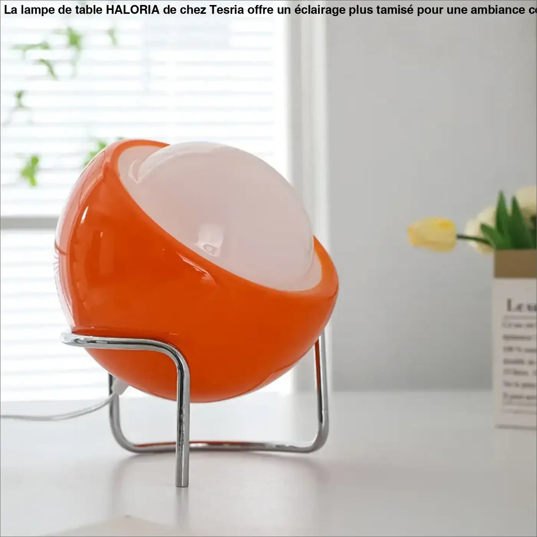 Lampe de table design boule inclinee pour interieur chic