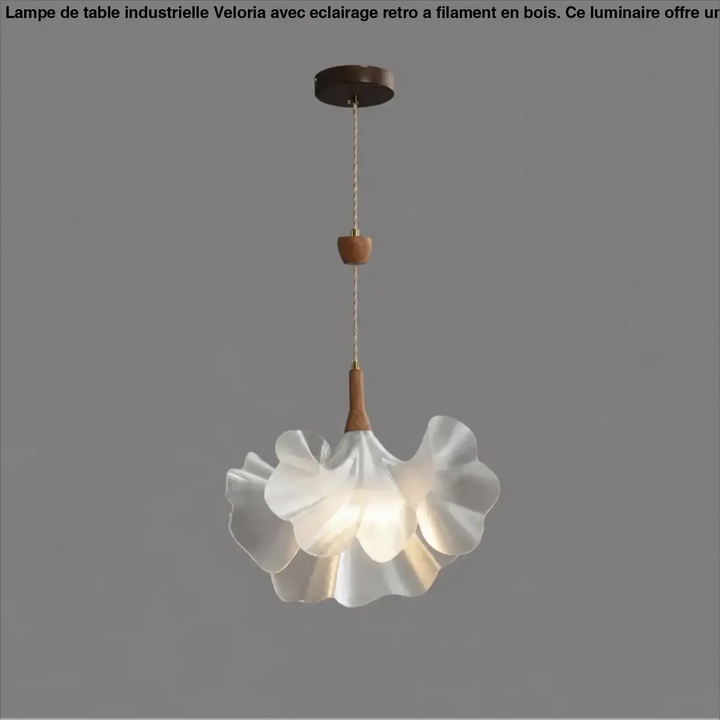 Suspension luminaire volina en verre blanc délicat avec tige en bois et cordon, design feuilles superposées pour lampes suspendues
