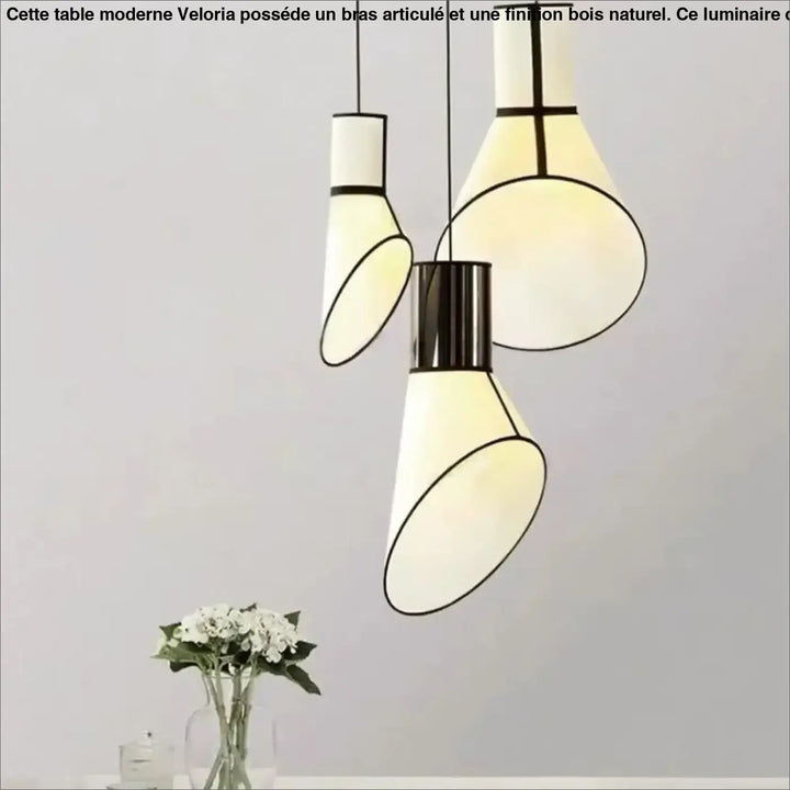 Suspension luminaire biazo avec abat-jours géométriques modernes blancs mats et accents métalliques noirs idéale pour horn standing floor lamp
