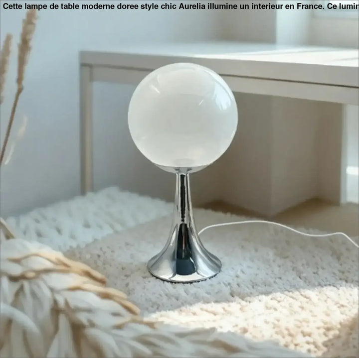 Lampe de chevet boule en verre blanc au style moderne