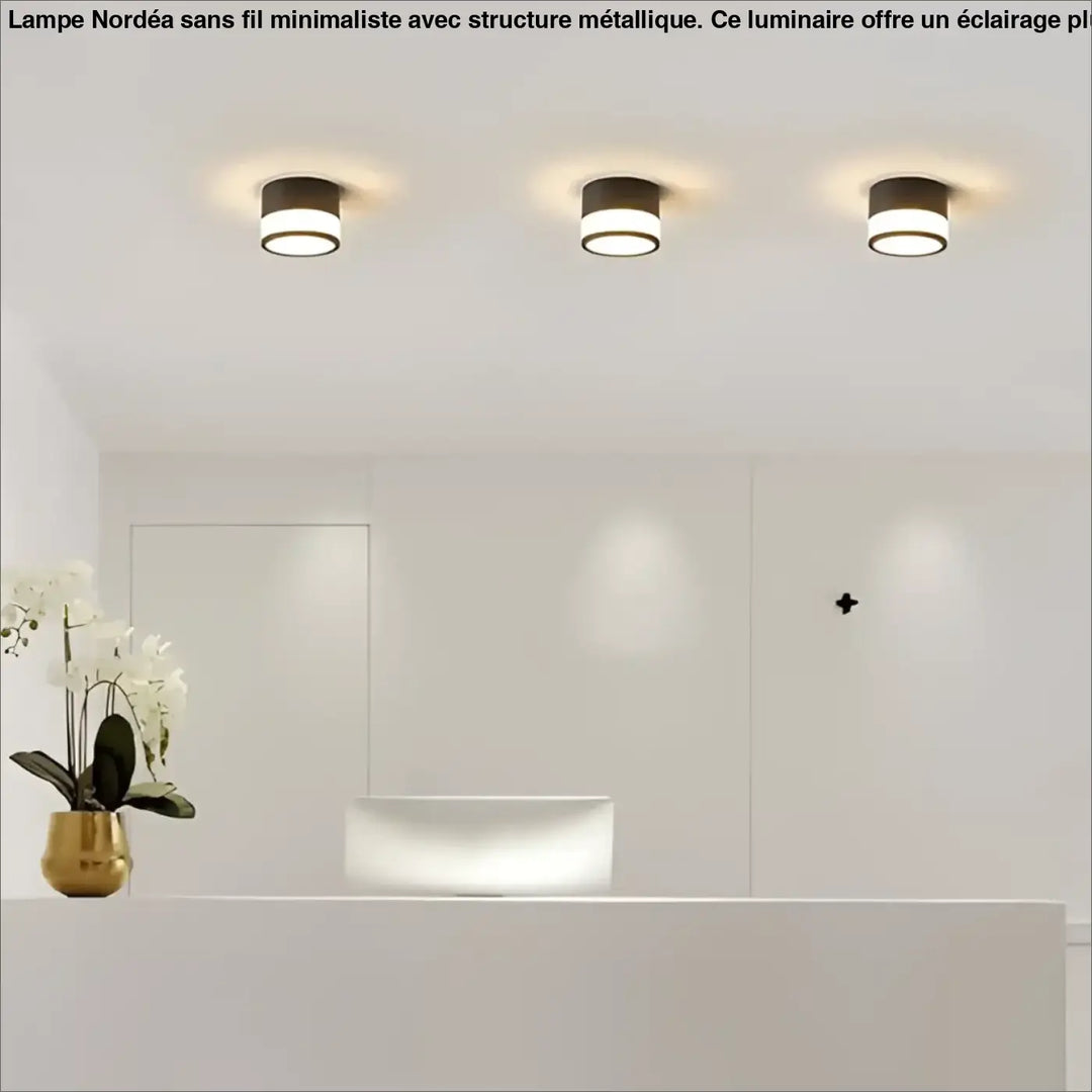 Luminaire plafonnier ebloUIA avec trois cylindres noirs mats et diffuseurs en verre dépoli pour un éclairement doux design minimaliste plafonnier nordique
