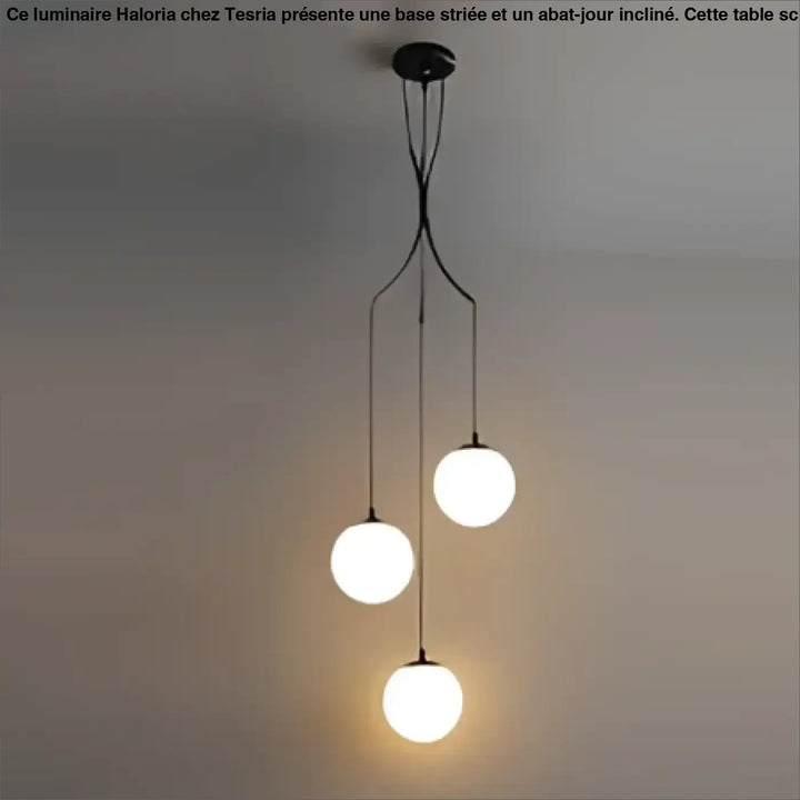 Suspension luminaire umami en métal noir moderne avec quatre ampoules sphériques en verre lumineux