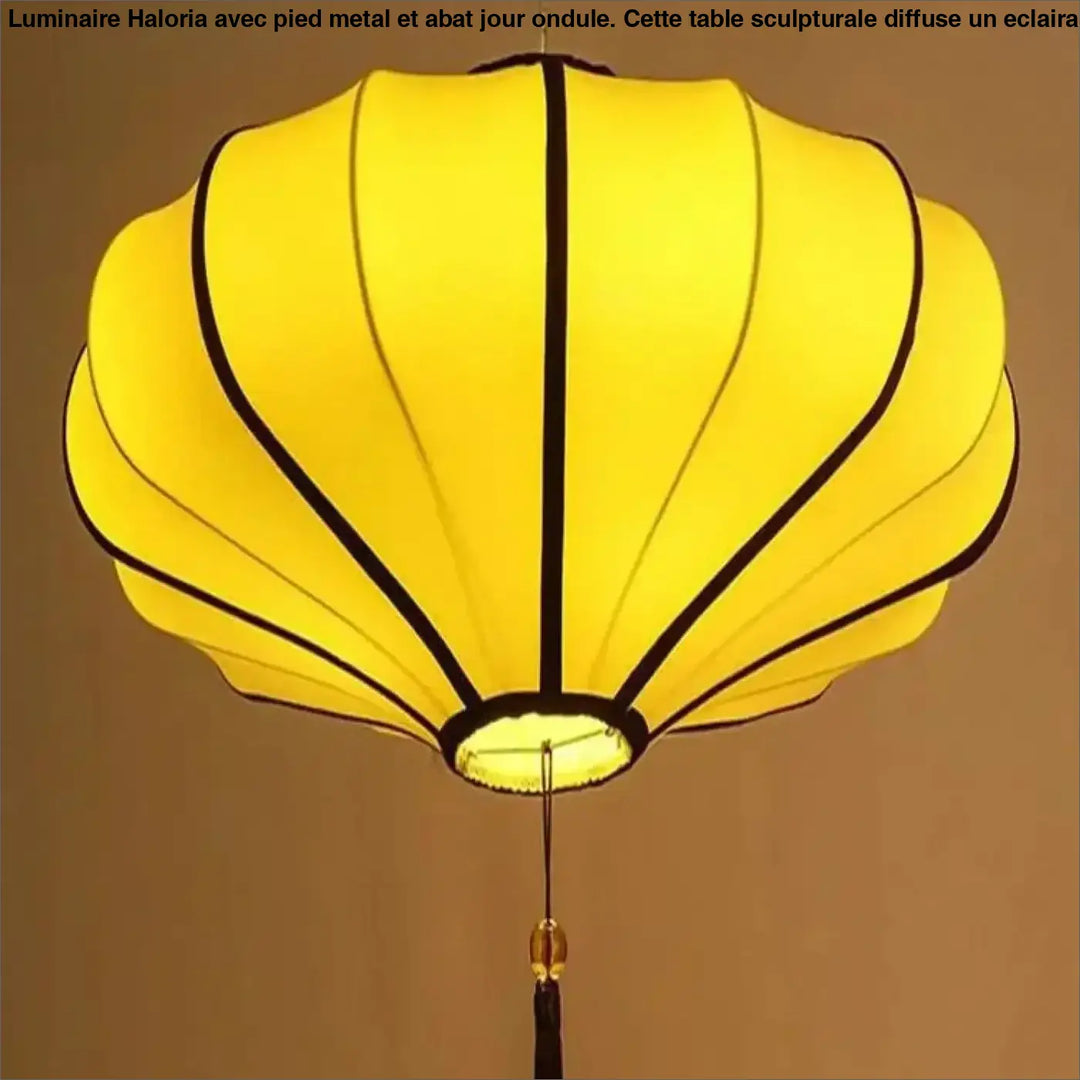 Suspension luminaire sanga en lanterne lumineuse jaune avec franges élégantes noire pour un objet décoratif raffiné