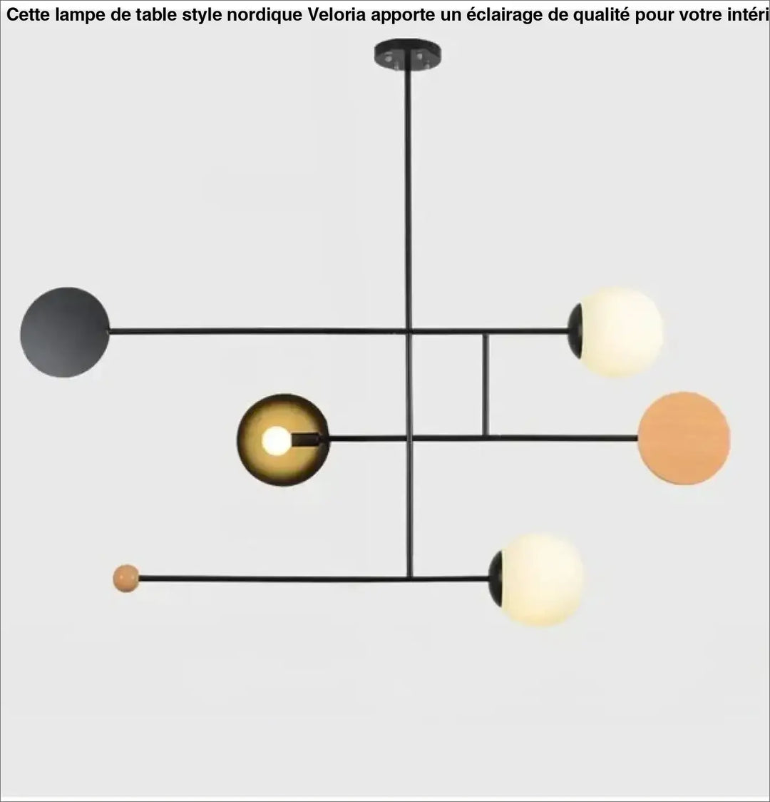 Suspension luminaire mondro en métal noir avec abat-jours sphériques mat noir blanc givré et ambre chaud