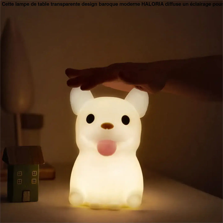 Veilleuse snoozy en forme de chien cartoon avec lumière douce blanche et veilleuse animalière craquante