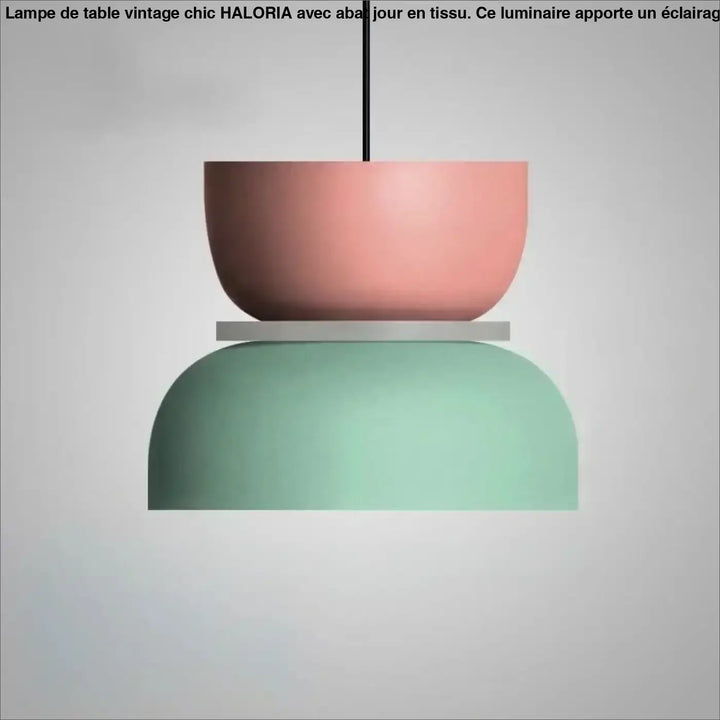 Suspension luminaire koppa en tasses superposées pastel rose et vert menthe avec finition mate design scandinave