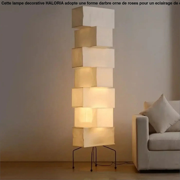 Lampadaire saki avec abat-jour empilés en papier de riz led inspiré d’akari noguchi sur base métallique noire