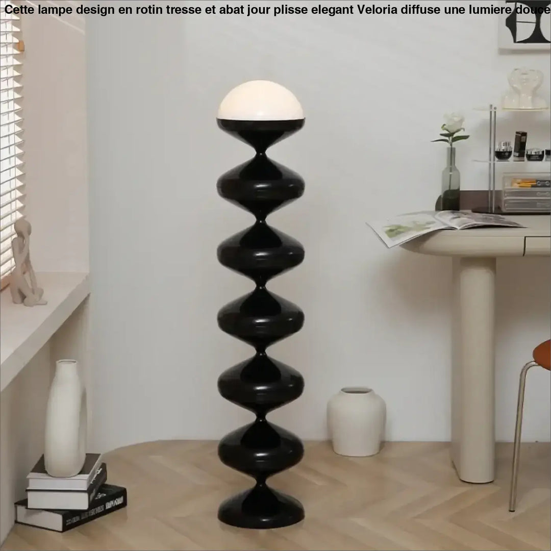 Lampadaire moderne mousha noir et blanc avec design sculptural brillant pour un éclairage élégant et design unique