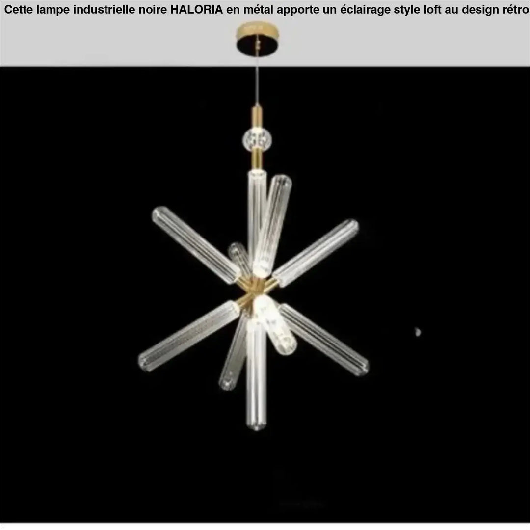 Suspension luminaire artistique striel en verre cannelé avec tubes en verre clair et accents métalliques dorés modernes