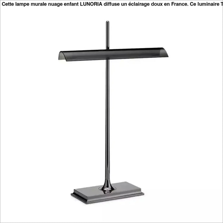Lampe de table streem en métal noir avec base chromée et diffuseur rectangulaire au design moderne minimaliste