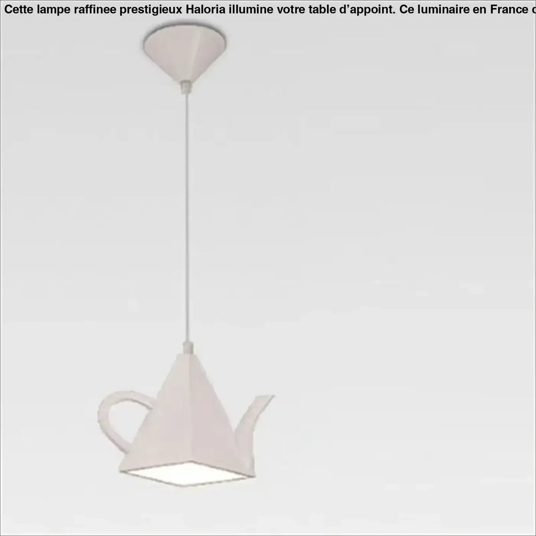 Suspension luminaire aroma en forme de théière géométrique blanche avec design minimaliste et touche d originalité