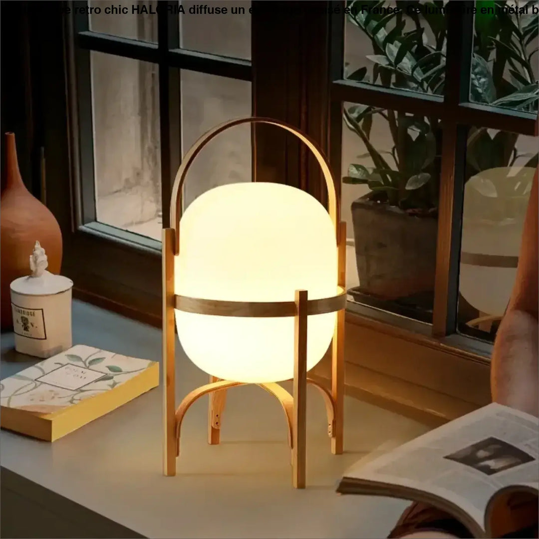 Lampe de table luna avec cadre en bois et poignée minimaliste pour décoration intérieure style japonais et objet décoratif